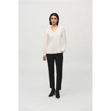 Haut en tricot plissé avec col V - Taille : 12 - Couleur : Blanc cassé