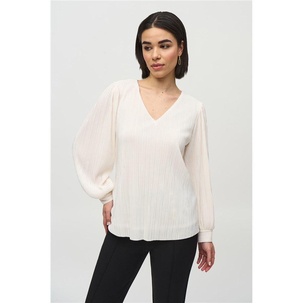 Haut en tricot plissé avec col V