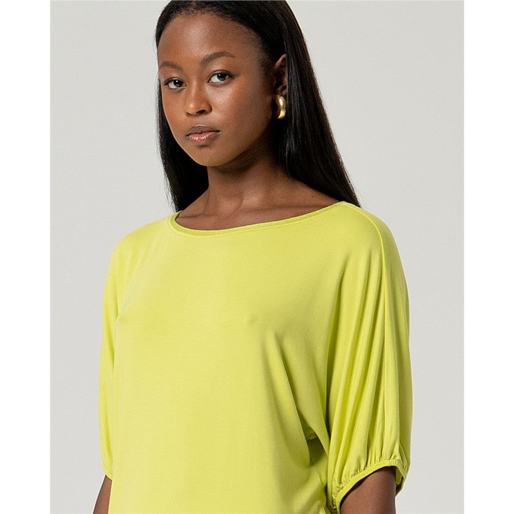 Haut fluide à encolure ronde - Taille : MEDIUM - Couleur : Lime