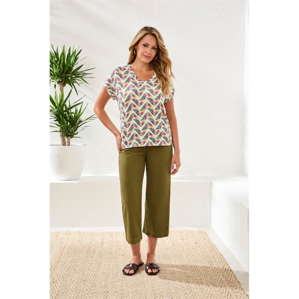 Haut imprimé col rond ou en V - Taille : SMALL - Couleur : Multicolore