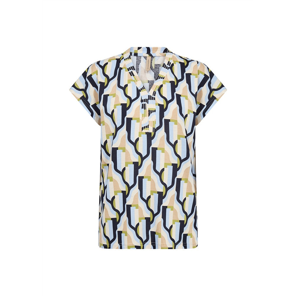 Haut imprimé graphique - Taille : SMALL - Couleur : Bleu/Multi