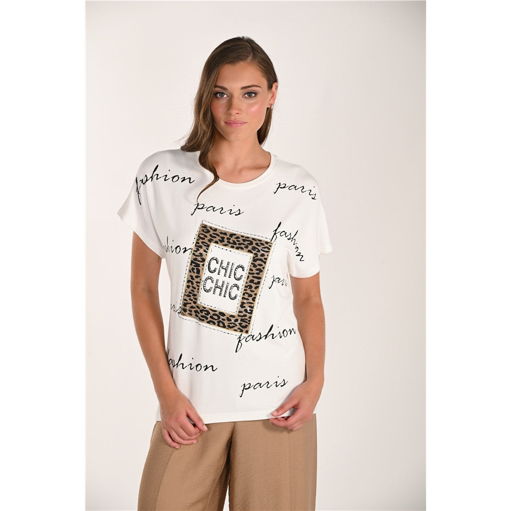 Haut imprimé graphique - Taille : MEDIUM - Couleur : Blanc cassé