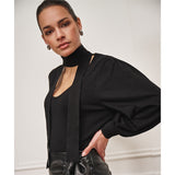 Haut noir à col foulard - Taille : XLARGE - Couleur : Noir