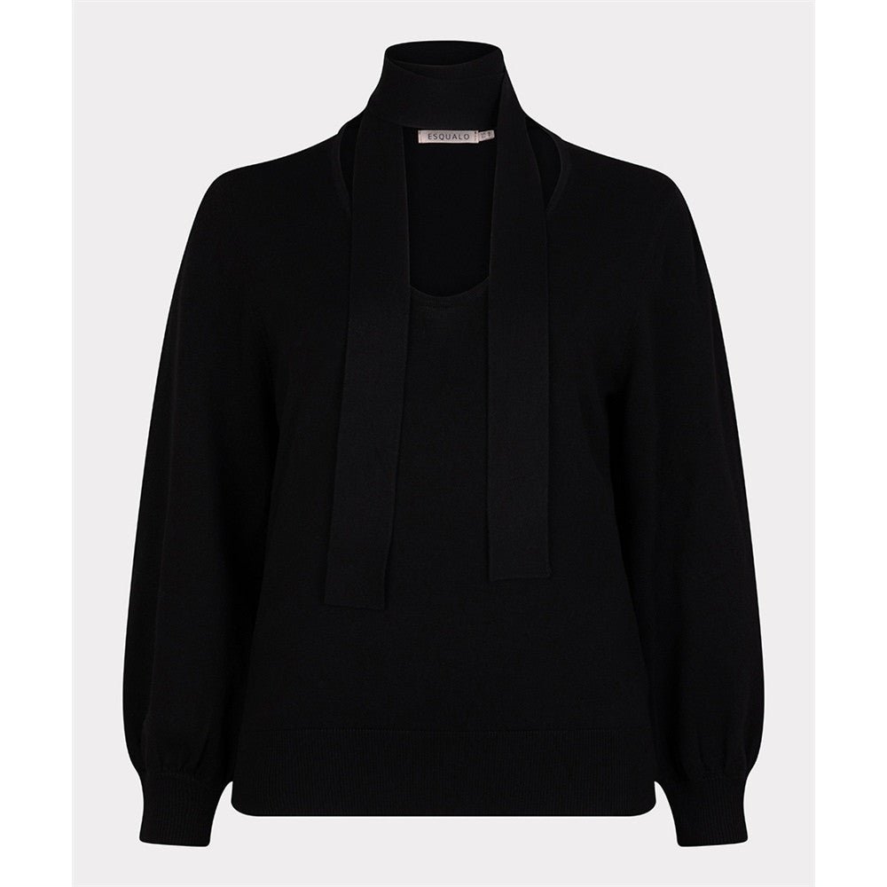 Haut noir à col foulard