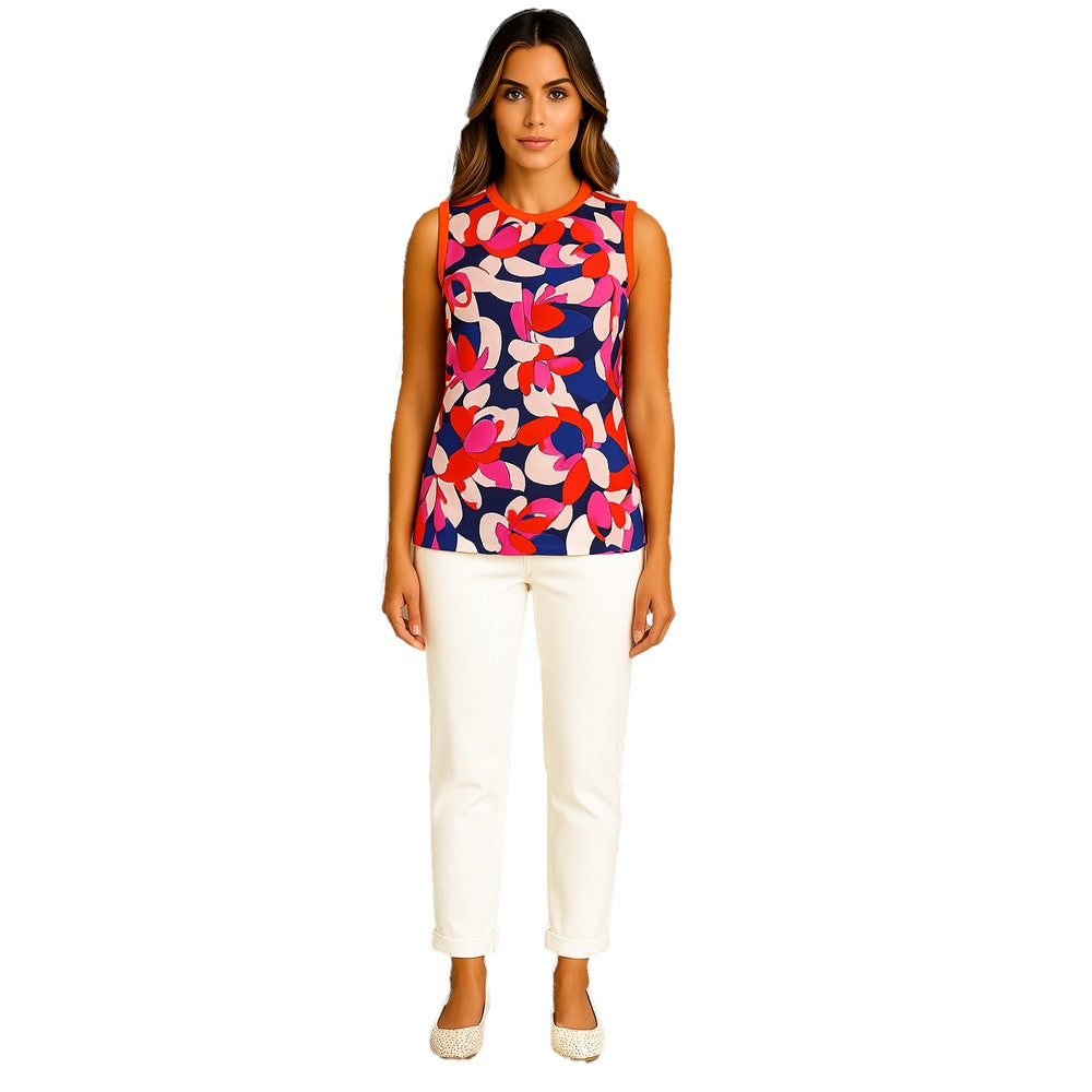 Haut sans manches imprimé - Taille : MEDIUM - Couleur : Multi/Tangerine