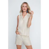 Haut sans manches texturé avec col ouvert - Taille : XSMALL - Couleur : Or