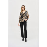 Haut satiné à imprimé animal - Taille : 10 - Couleur : Brun/Noir