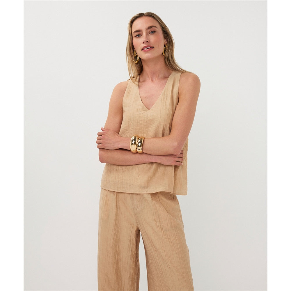 Haut satiné sans manches - Taille : 10 - Couleur : Sable