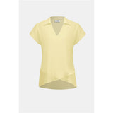 Haut superposé à coupe asymétrique, avec col chemisier - Taille : 6 - Couleur : Jaune