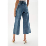Jean court à jambe large en denim avec broderie