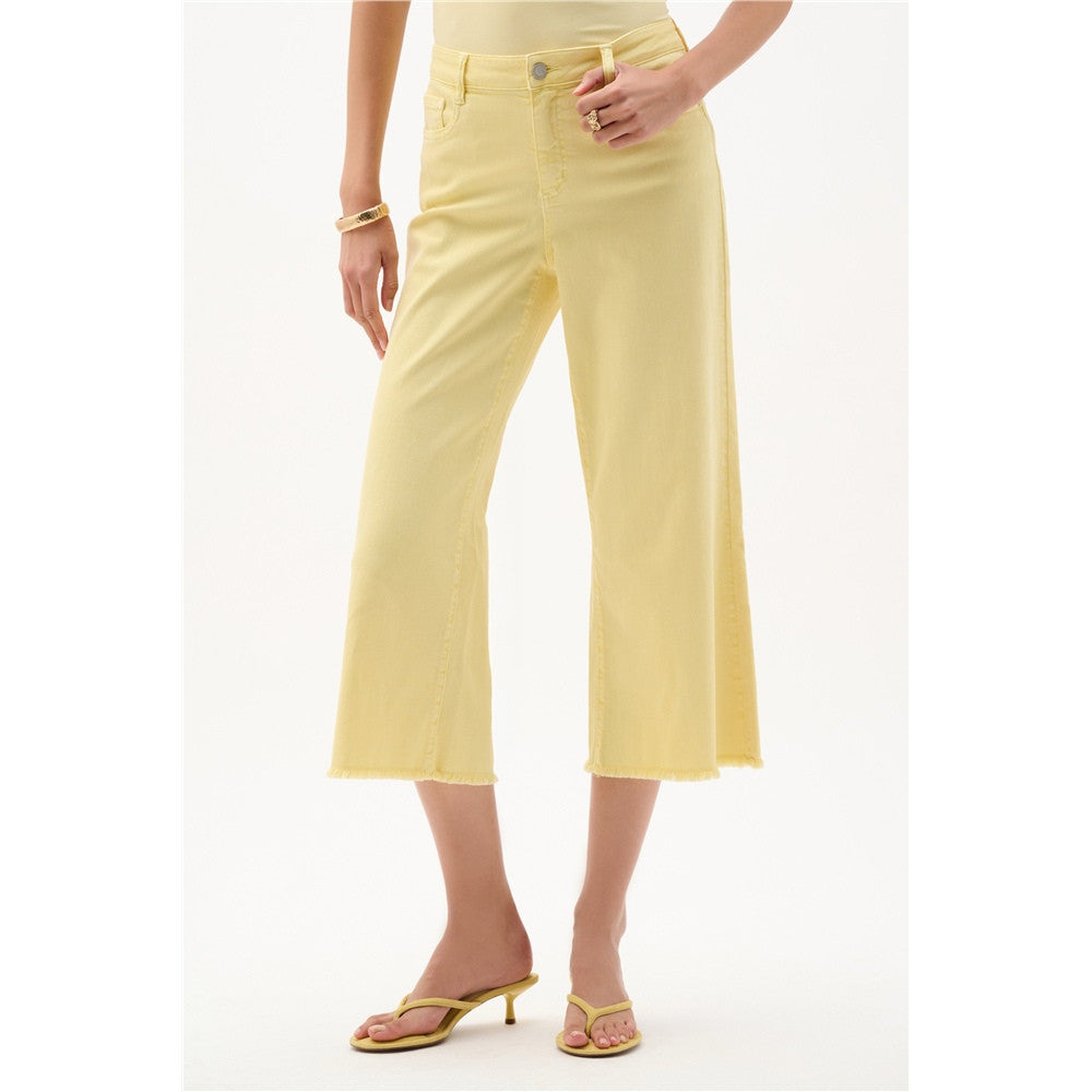Jean court à jambes larges en denim - Taille : 8 - Couleur : Jaune