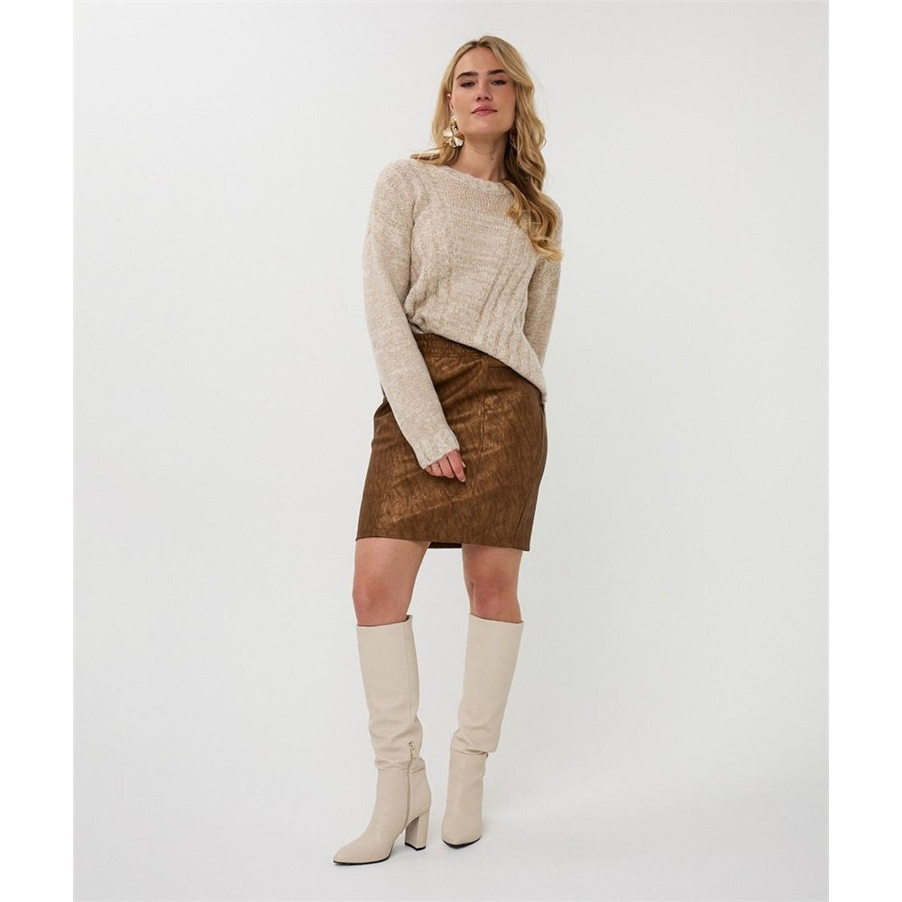 Jupe courte en cuir vegan - Taille : 4 - Couleur : Bronze