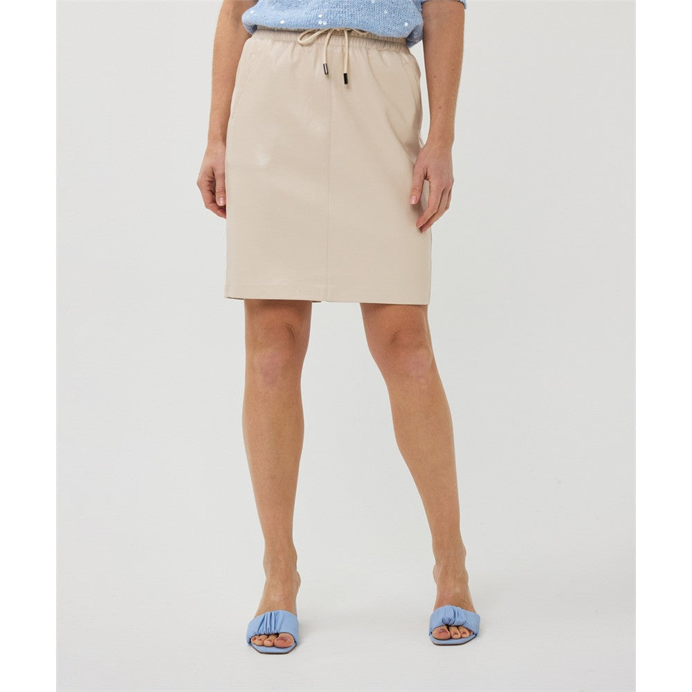 Jupe en cuir écologique - Taille : 14 - Couleur : Sable