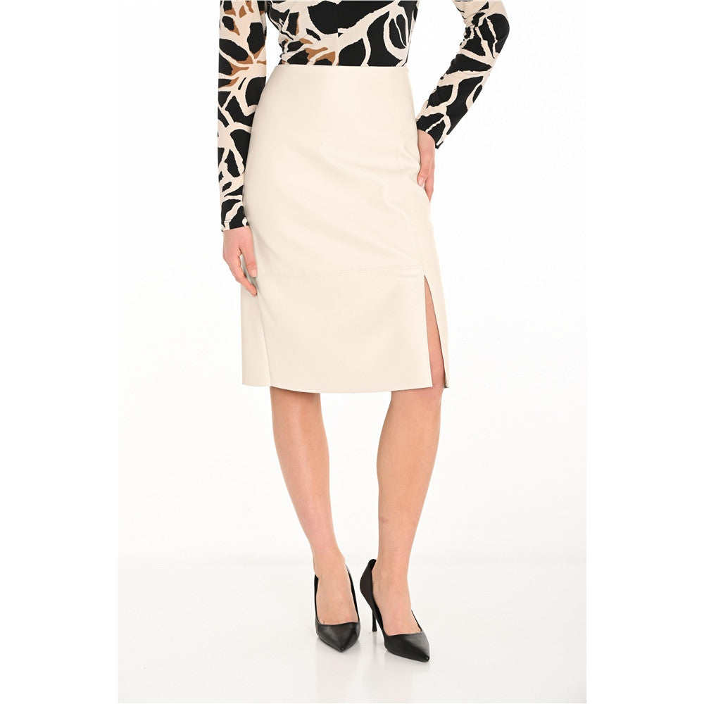 Jupe en cuir vegan - Taille : 6 - Couleur : Os