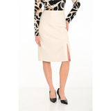 Jupe en cuir vegan - Taille : 6 - Couleur : Os