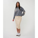 Jupe en cuir vegan et fente devant - Taille : 10 - Couleur : Sable