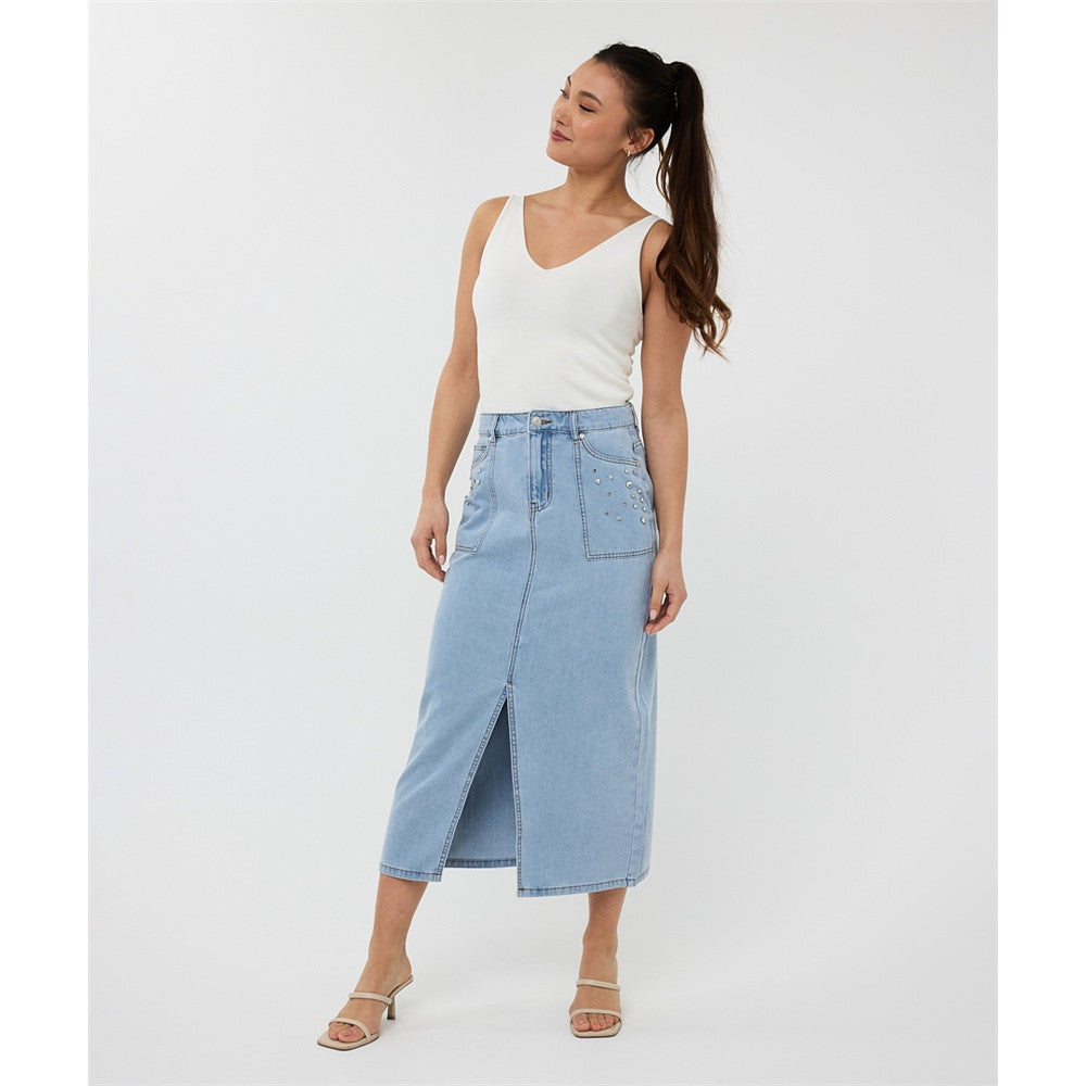 Jupe en denim avec détails & strass