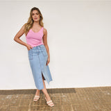 Jupe en denim avec détails & strass