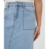 Jupe en denim avec détails & strass