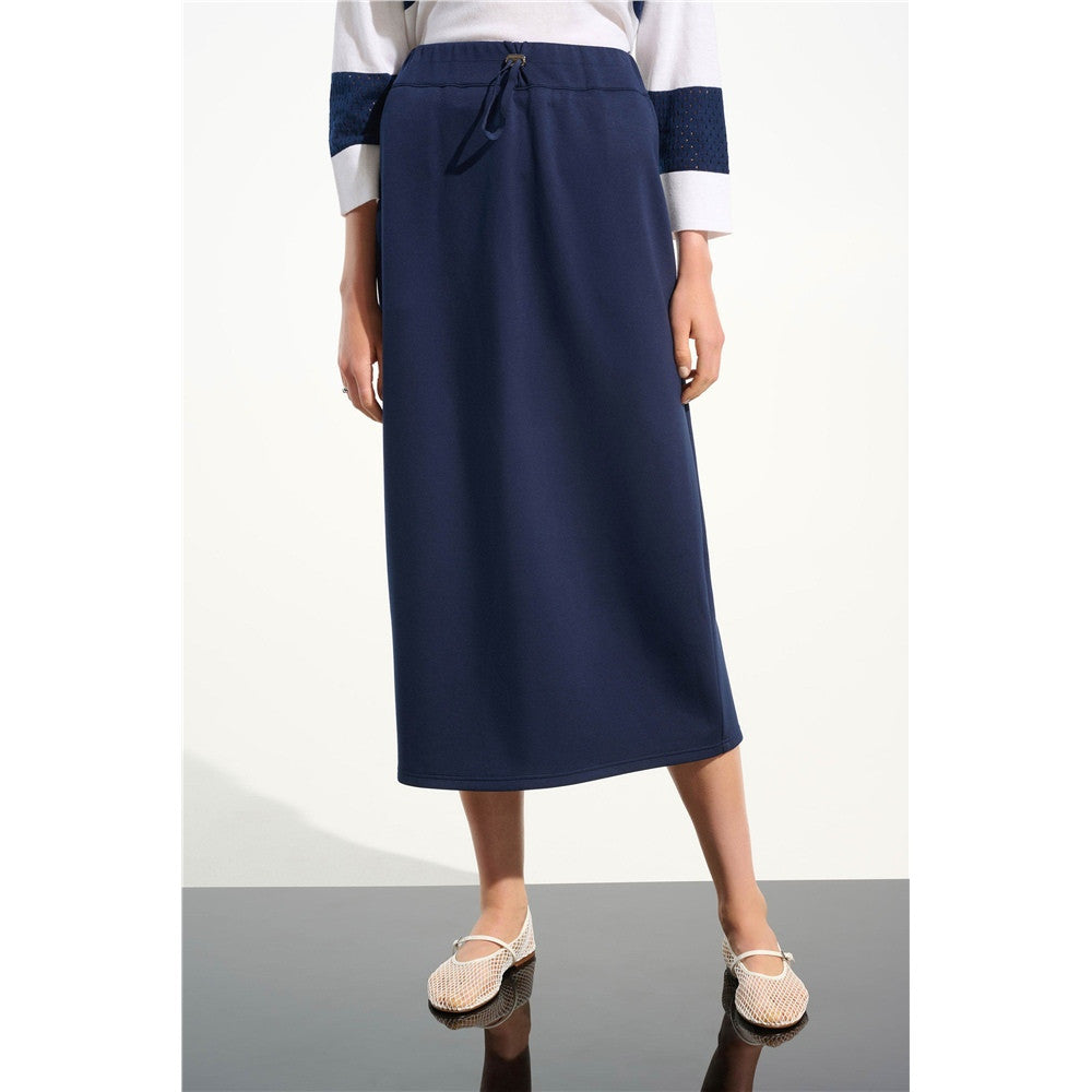 Jupe en jersey scuba à enfiler avec cordon - Taille : MEDIUM - Couleur : Indigo