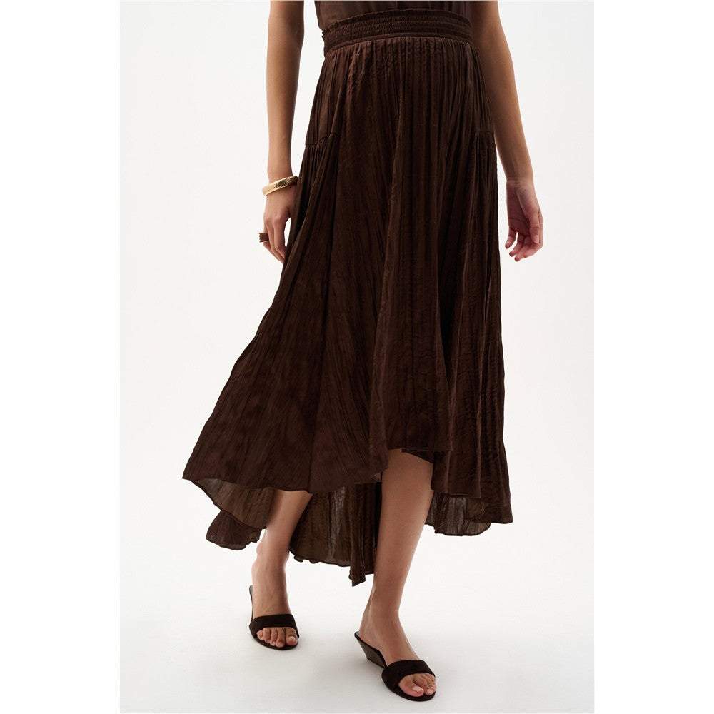 Jupe évasée plissé en satin - Taille : XSMALL - Couleur : Acajou