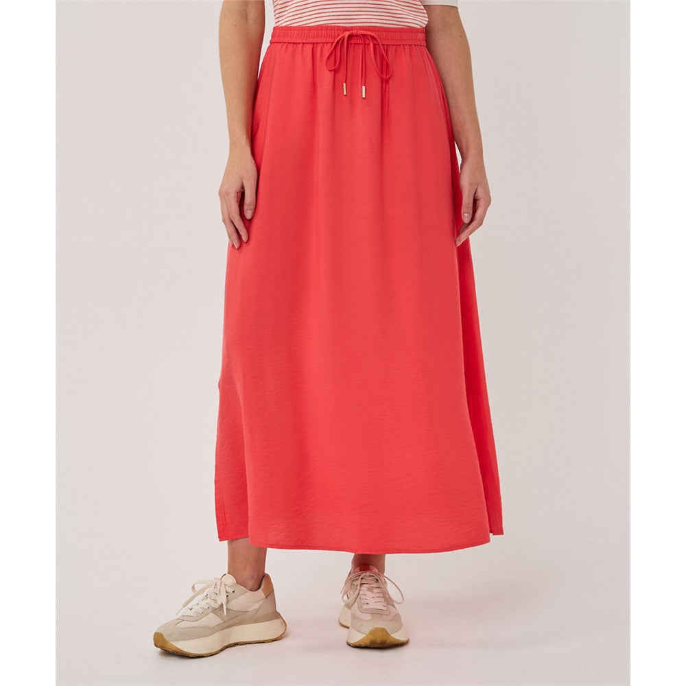 Jupe longue à taille élastique - Taille : 4 - Couleur : Corail