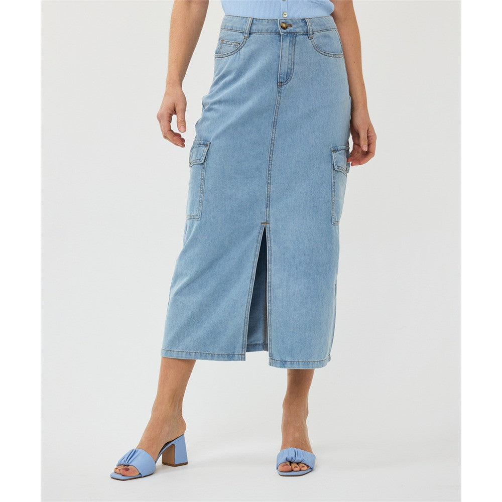 Jupe longue en denim - Taille : 4 - Couleur : Denim