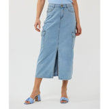 Jupe longue en denim - Taille : 4 - Couleur : Denim