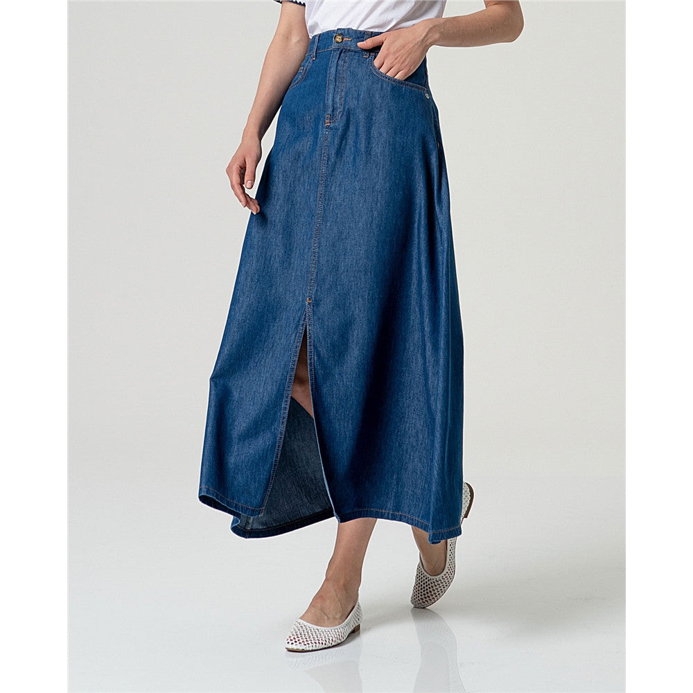 Jupe longue en denim - Taille : SMALL - Couleur : Bleu Denim