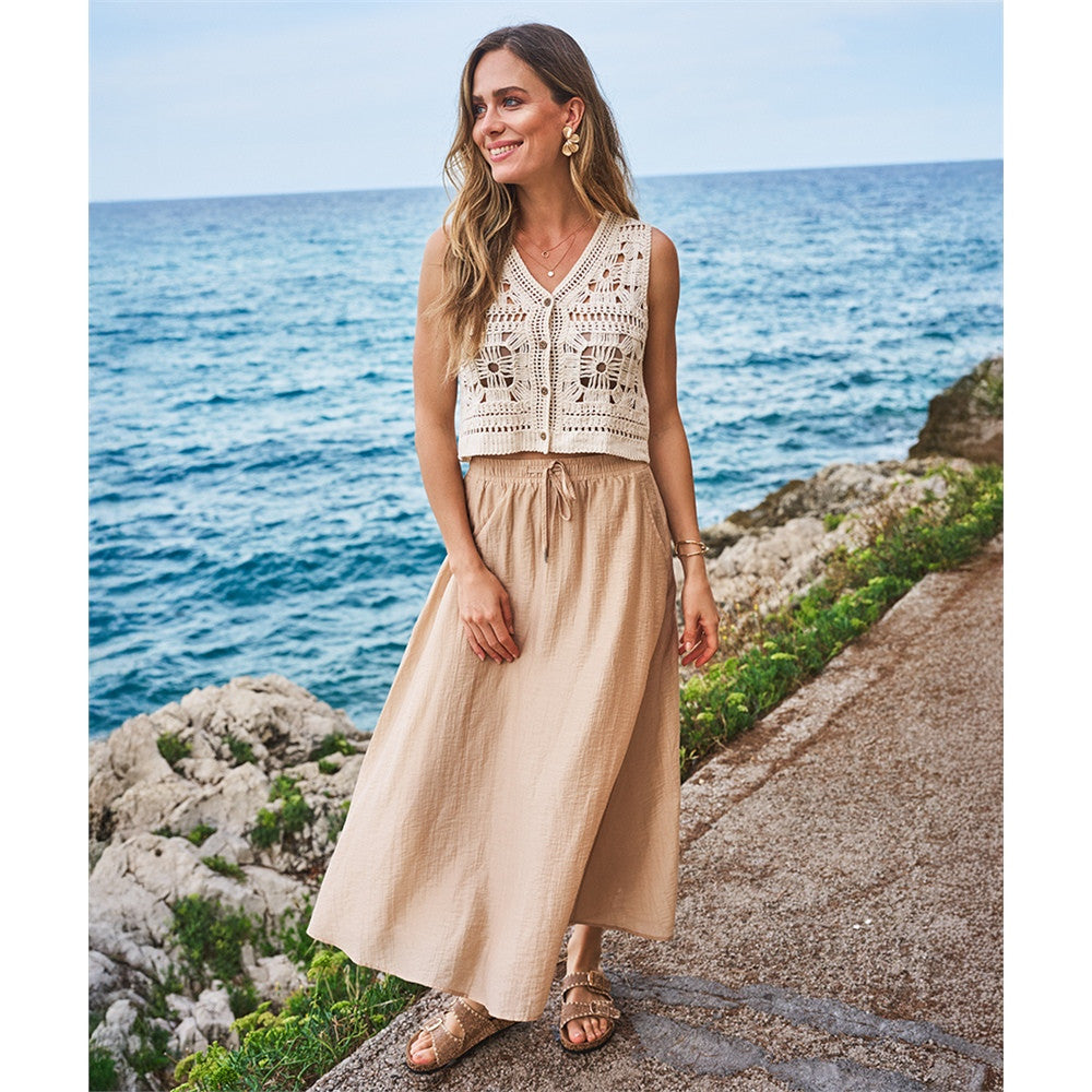 Jupe longue fluide - Taille : 10 - Couleur : Sable