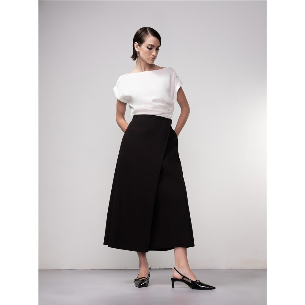 Jupe longue portefeuille - Taille : XSMALL - Couleur : Noir