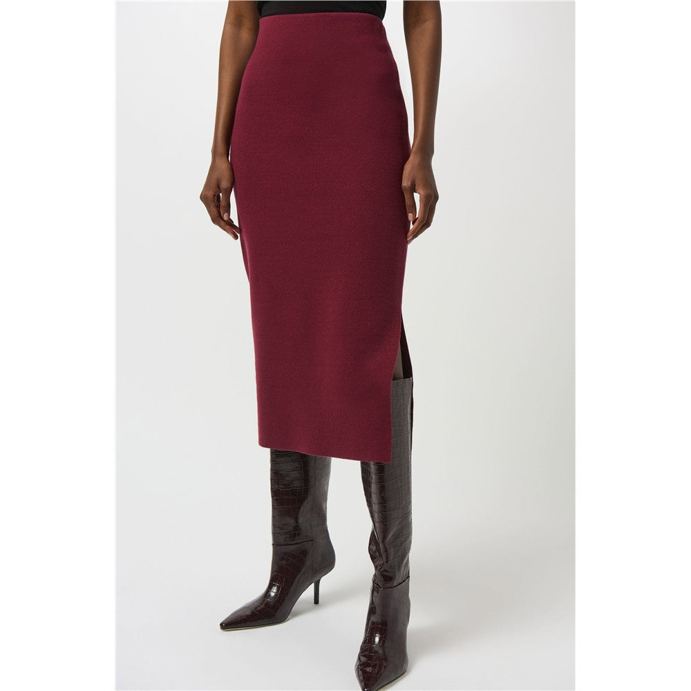 Jupe midi en tricot pull - Taille : SMALL - Couleur : Bourgogne