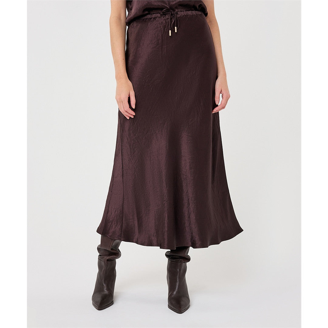 Livia | Jupe longue satinée - Taille : 8 - Couleur : Cacao