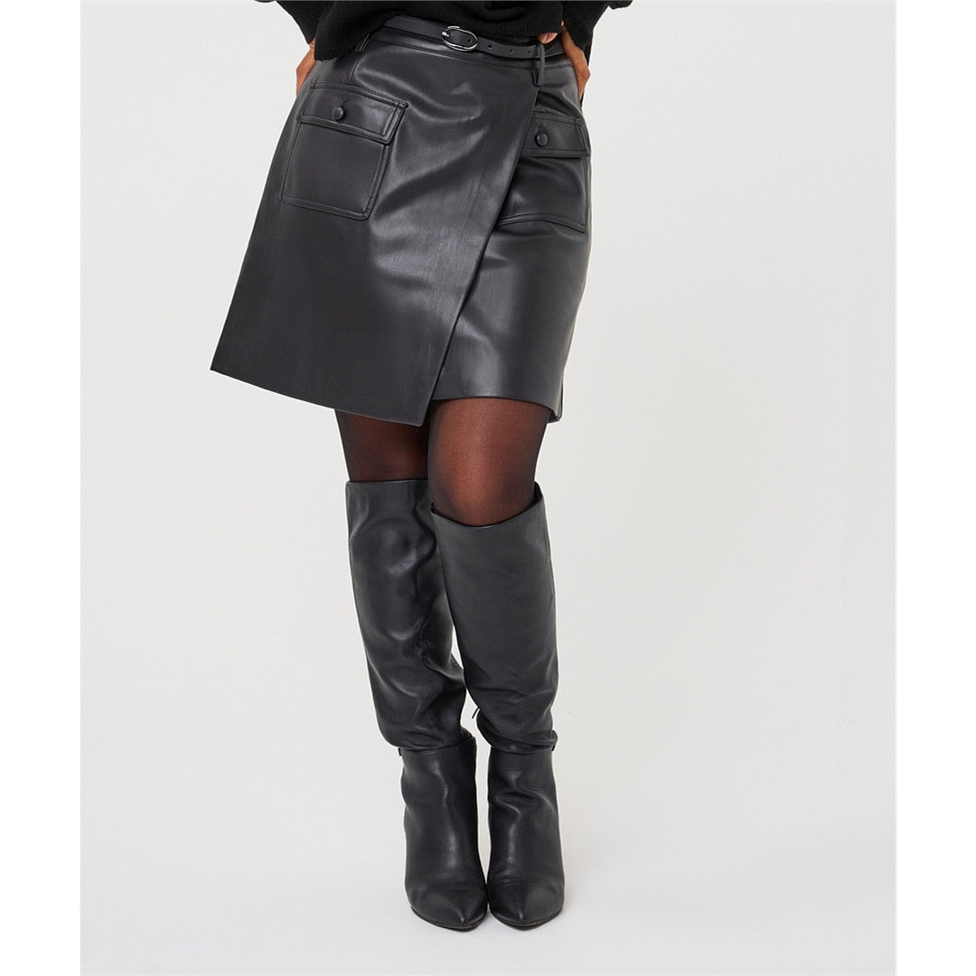 Lola | Jupe en cuir vegan - Taille : 6 - Couleur : Gris foncé