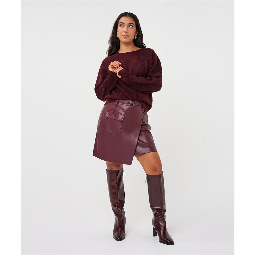 Lola | Jupe en cuir vegan - Taille : 6 - Couleur : Merlot
