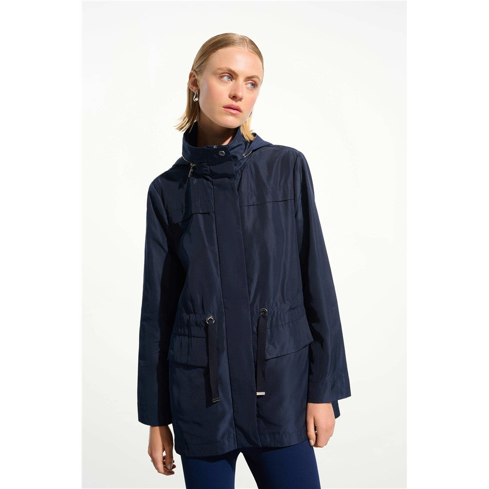 Manteau en imitation de tissu mémoire avec capuchon caché - Taille : SMALL - Couleur : Indigo