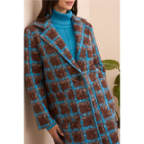 Manteau motif à carreaux - Taille : SMALL - Couleur : Bleu/Brun