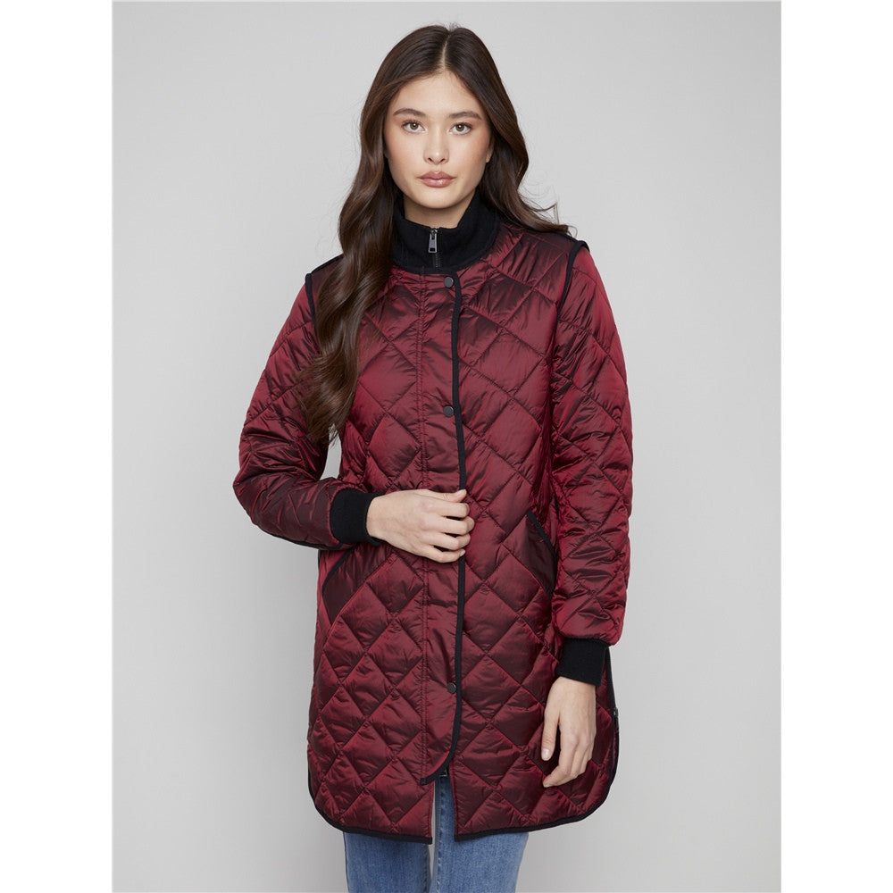 Manteau tissu matelassé - Taille : XSMALL - Couleur : Cabernet