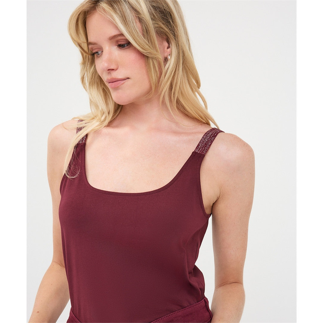 Mara | Camisole bretelles en lurex - Taille : SMALL - Couleur : Merlot