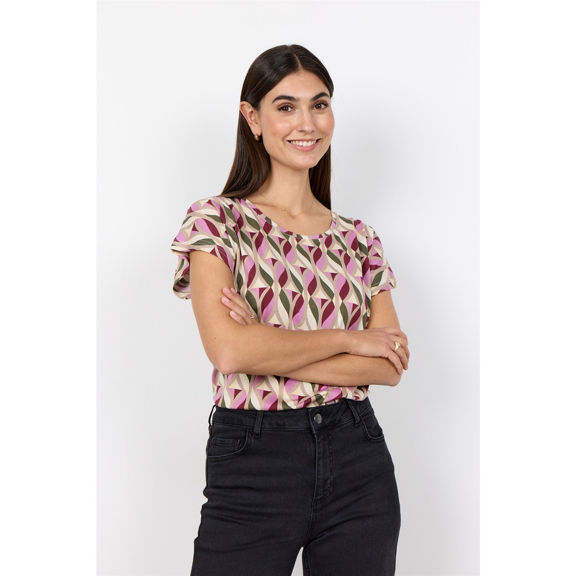 Mosaïque | T-shirt à imprimé géométrique - Taille : XSMALL - Couleur : Rouge Oxford