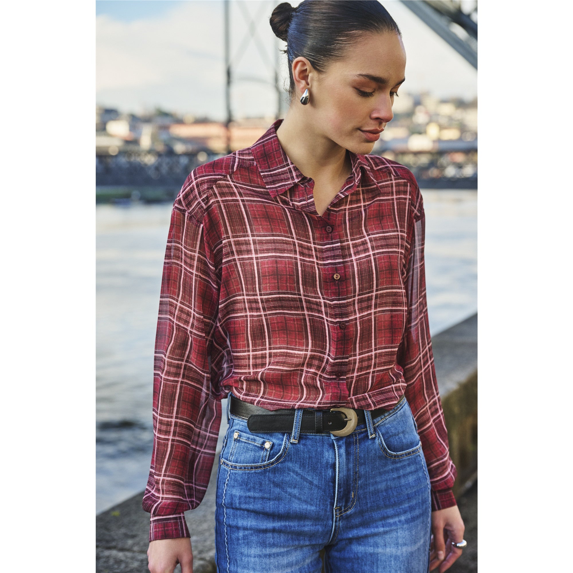 Nell | Blouse à carreaux - Taille : 6 - Couleur : Merlot