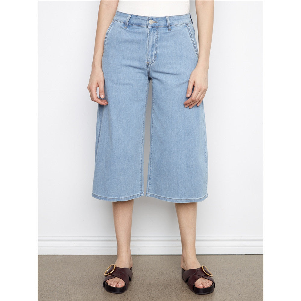 Pantacourt en denim - Taille : 6 - Couleur : Denim Bleu pâle