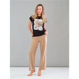 Pantalon à bande contrastante et pierres