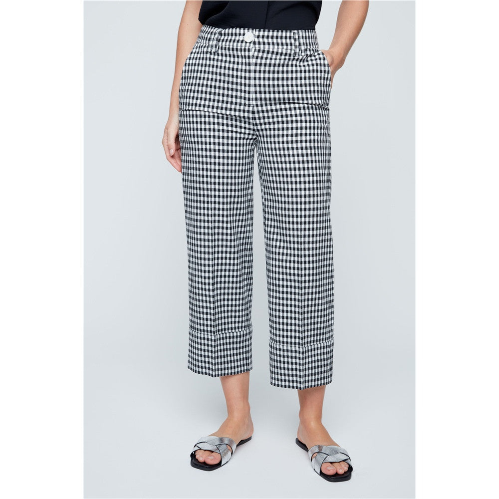 Pantalon à carreaux écourté - Taille : 0 - Couleur : Noir/Blanc