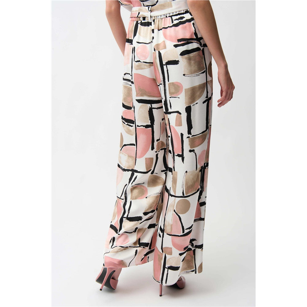 Pantalon à enfiler à jambe large avec imprimé abstrait