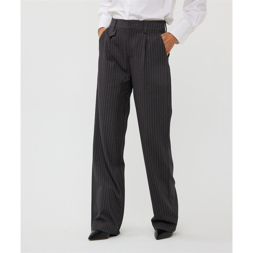 Pantalon à fines rayures - Taille : 14 - Couleur : Gris foncé