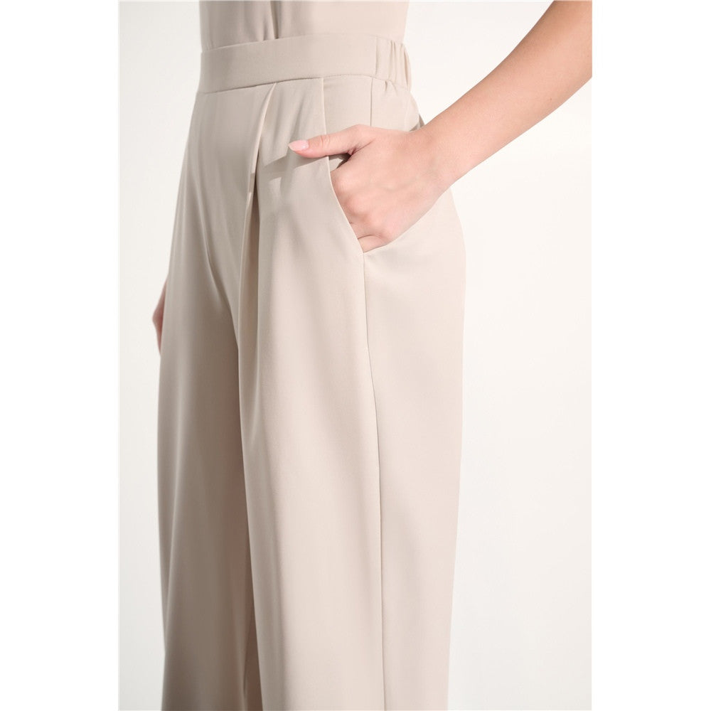 Pantalon à jambe large tissé extensible