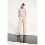 Pantalon à jambe large tissé extensible