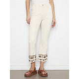 Pantalon à ourlet brodé