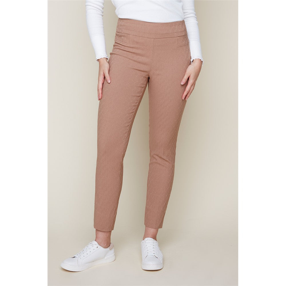 Pantalon aux chevilles tissu texturé - Taille : 4 - Couleur : Tan